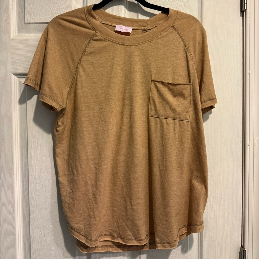 Pink Lily Tan Short Sleeve Tee